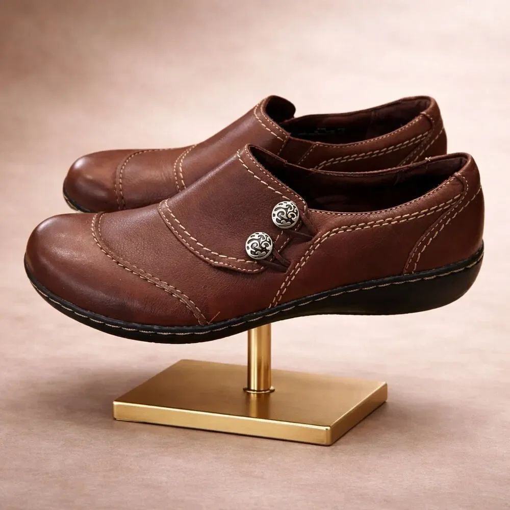 Clarks Bendables Ashland Alpine Brown Leather Loafers 8.5